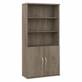 Bbf Hybrid Tall 5 Shelf Bookcase with Doors in Modern Hickory HYB024MH